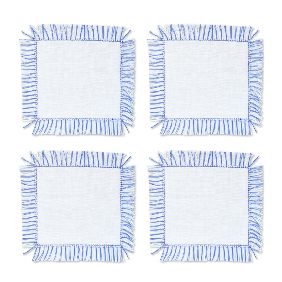 Homeware Chefanie | Blue & White Fringe Cocktail Napkins (4)