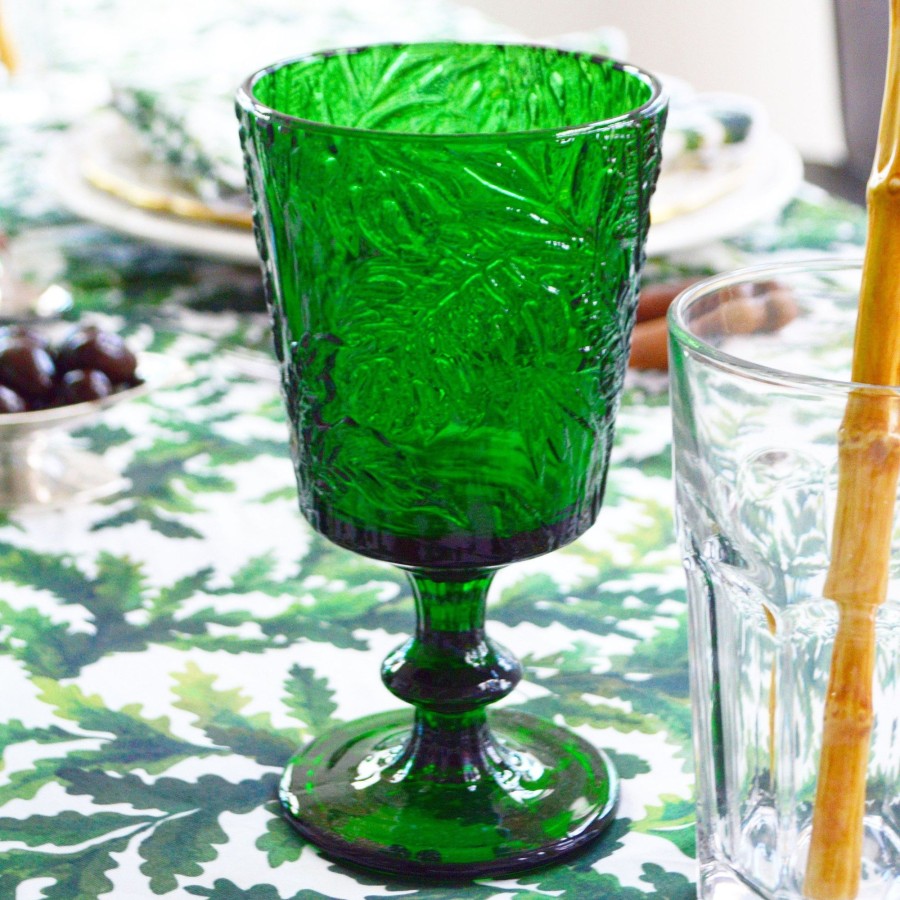 Homeware Chefanie | Green Embossed Stem Glasses (4)