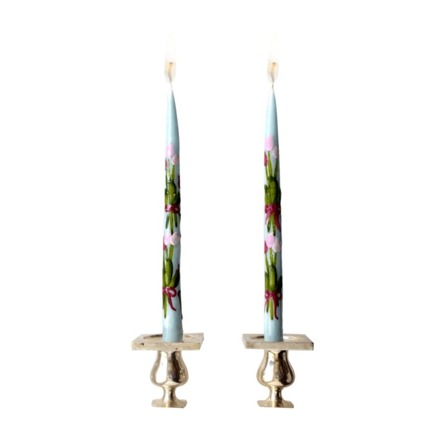 Homeware Chefanie | Blue Painted Tulip Tapers (2)