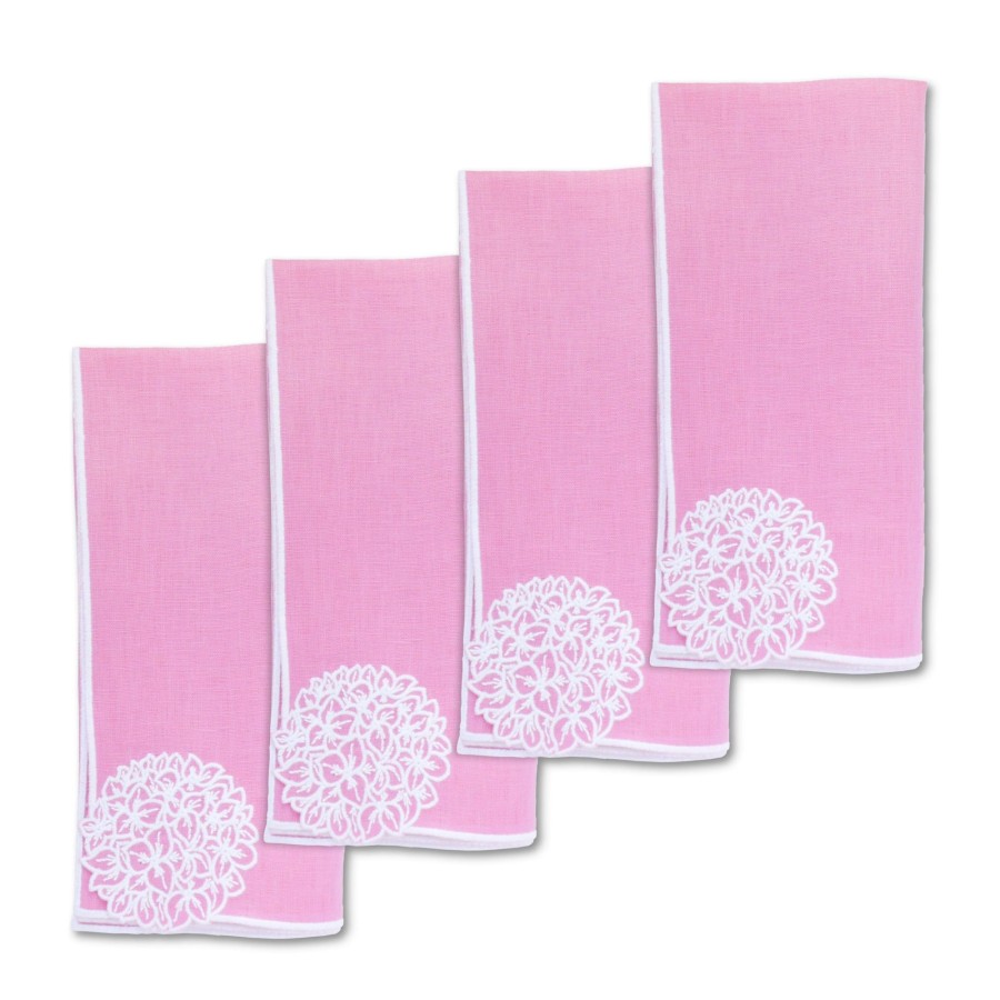 Homeware Chefanie | Pink Hydrangea Linen Dinner Napkins (4)