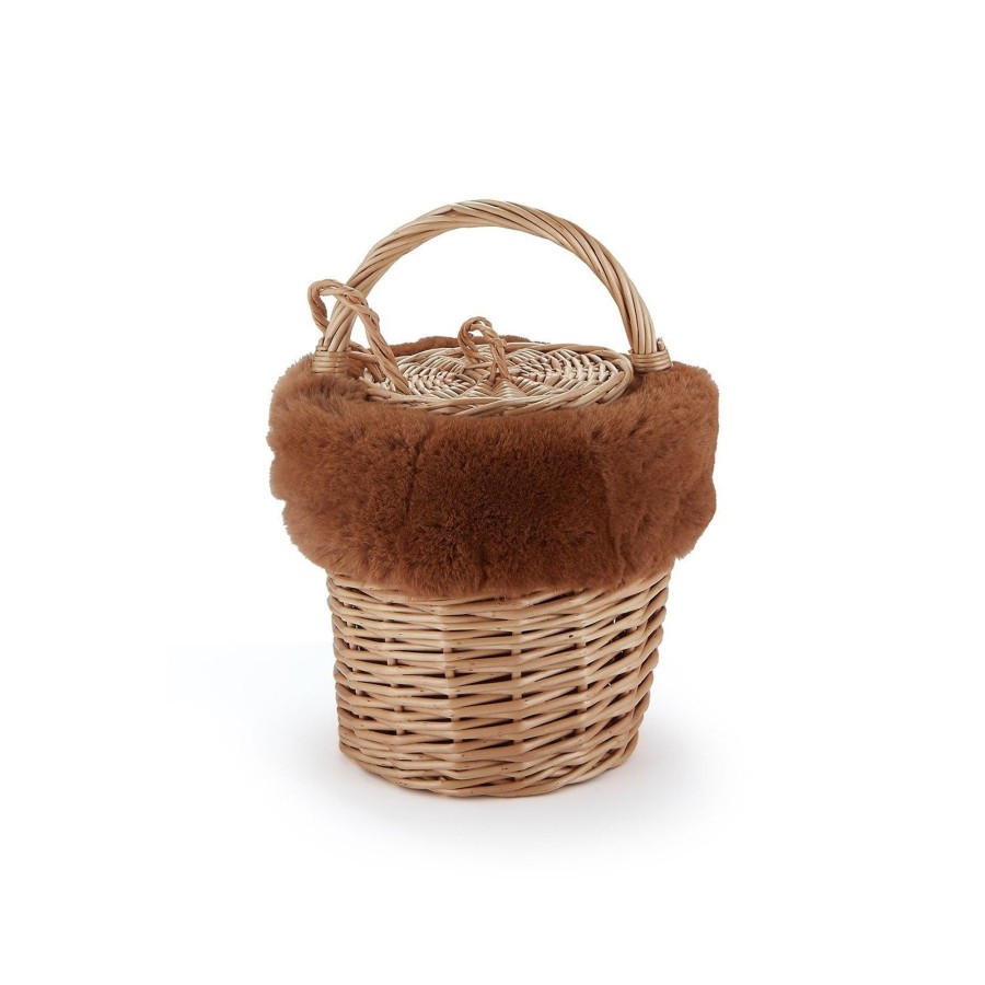 Accessories Chefanie | Mini Basket With Sustainable Camel Shearling