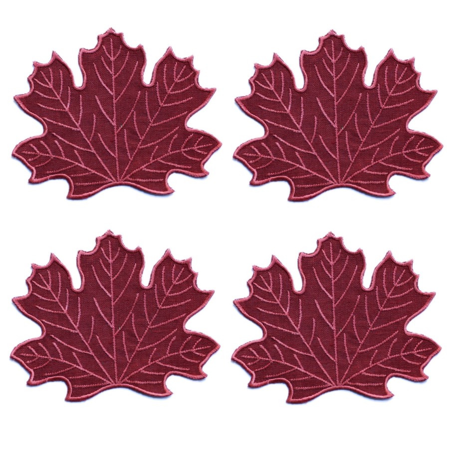 Homeware Chefanie | Burgundy Leaf Cocktail Napkins (4)