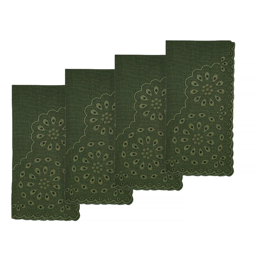 Homeware Chefanie | Green Eyelet Dinner Napkins (4)