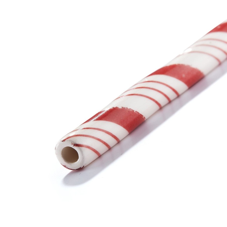 Homeware Chefanie | Red Stripe Ceramic Straws (4)