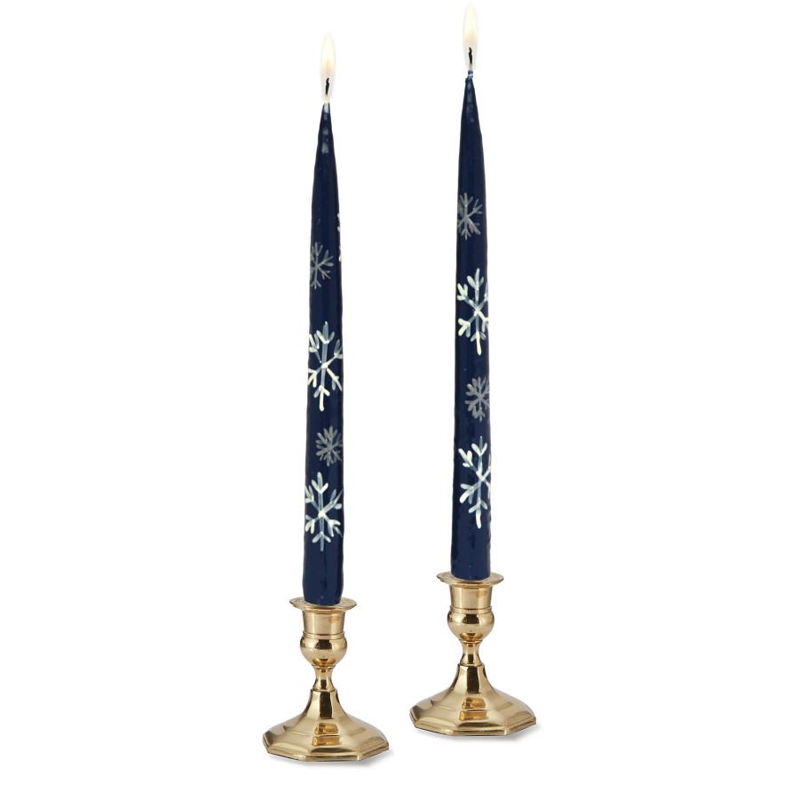 Homeware Chefanie | Blue Snowflake Painted Tapers (2)