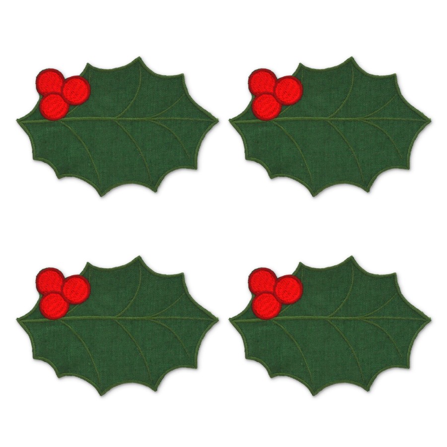 Homeware Chefanie | Green Holly Leaf Cocktail Napkins (4)