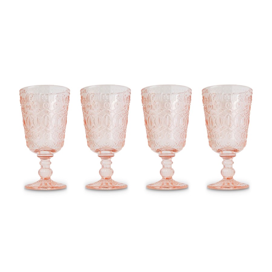 Homeware Chefanie | Pink Embossed Stem Glasses (4)