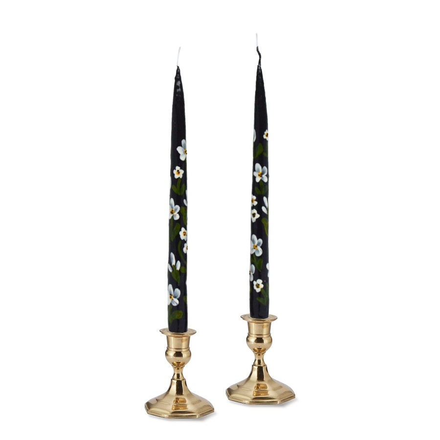 Homeware Chefanie | Black Floral Painted Tapers (2)