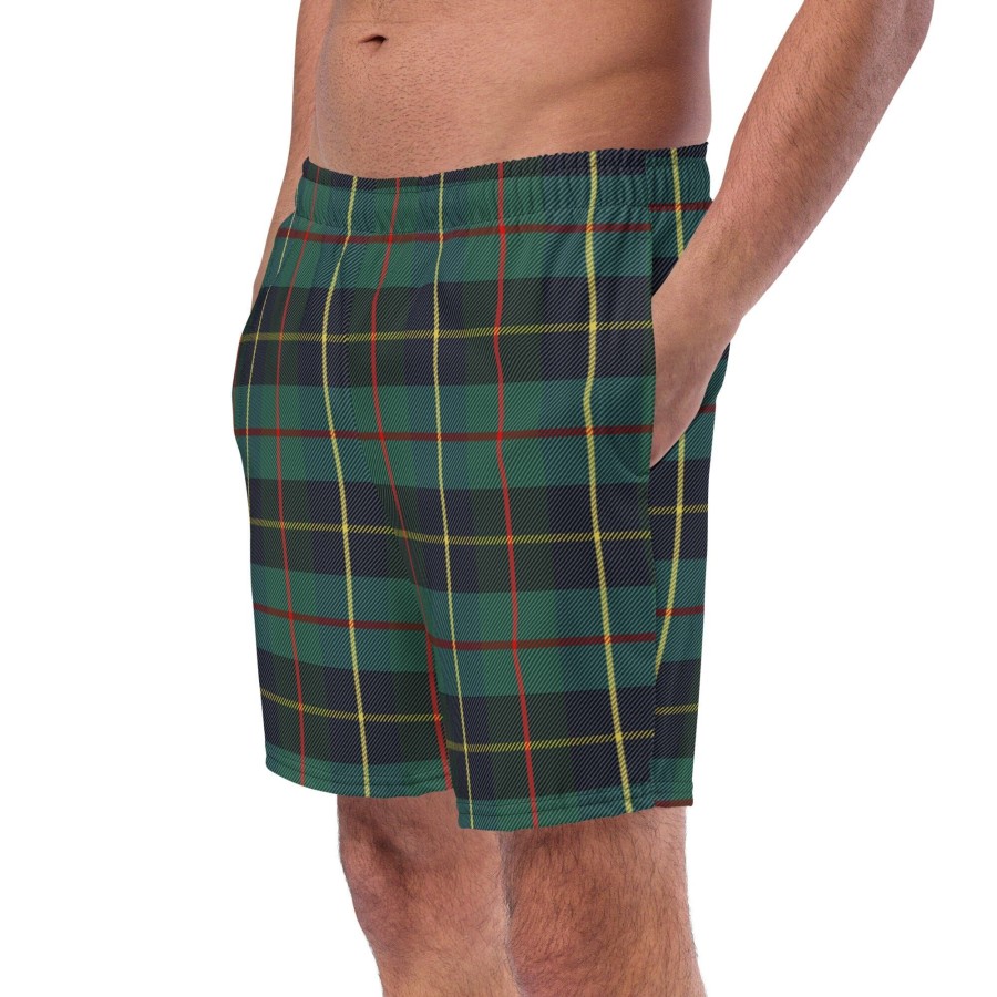 Garments Chefanie | Green Plaid Swim Trunks