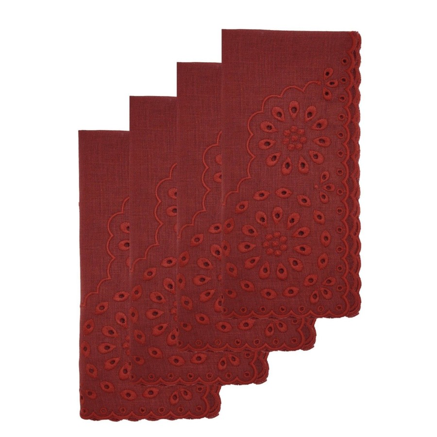 Homeware Chefanie | Burgundy Eyelet Dinner Napkins (4)