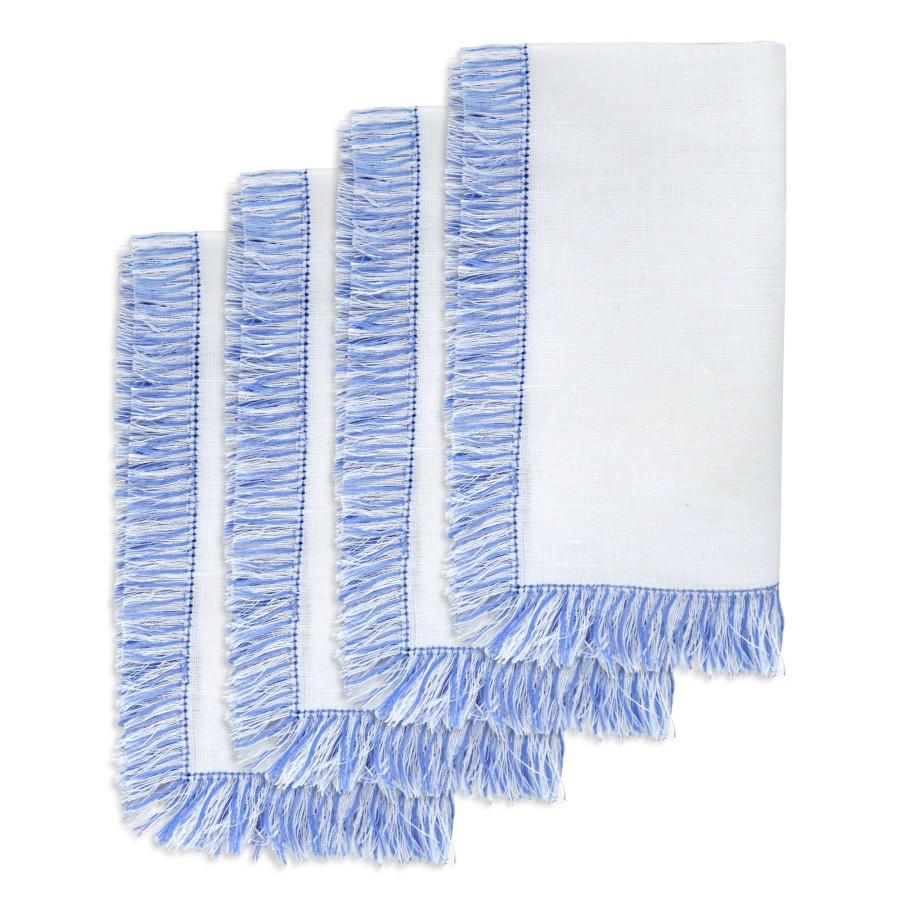 Homeware Chefanie | Blue & White Fringe Dinner Napkins (4)